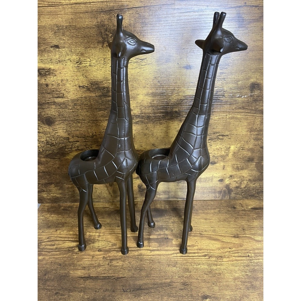 Lot 2 large Tall Metal giraffe set candle/tealight holders/ Fireplace Decor